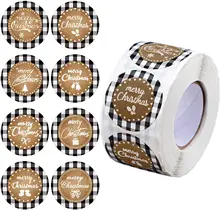 500 unids/rollo de pegatinas Vintage de Feliz Navidad, regalos para Año Nuevo, etiquetas selladas de embalaje para pequeñas empresas de Navidad 2022