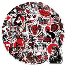 

10/30/50PCS Red and Black Gothic Stickers Skull Love Punk Style Demon Gothic Horror Series Stickers Wholesale