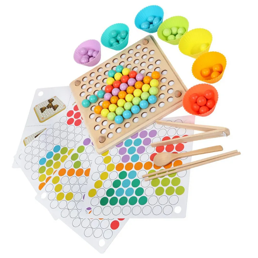 discounted  Beads Game Montessori Early Childhood Children Wooden Clip Ball Puzzle Parent-child Interactive Toy