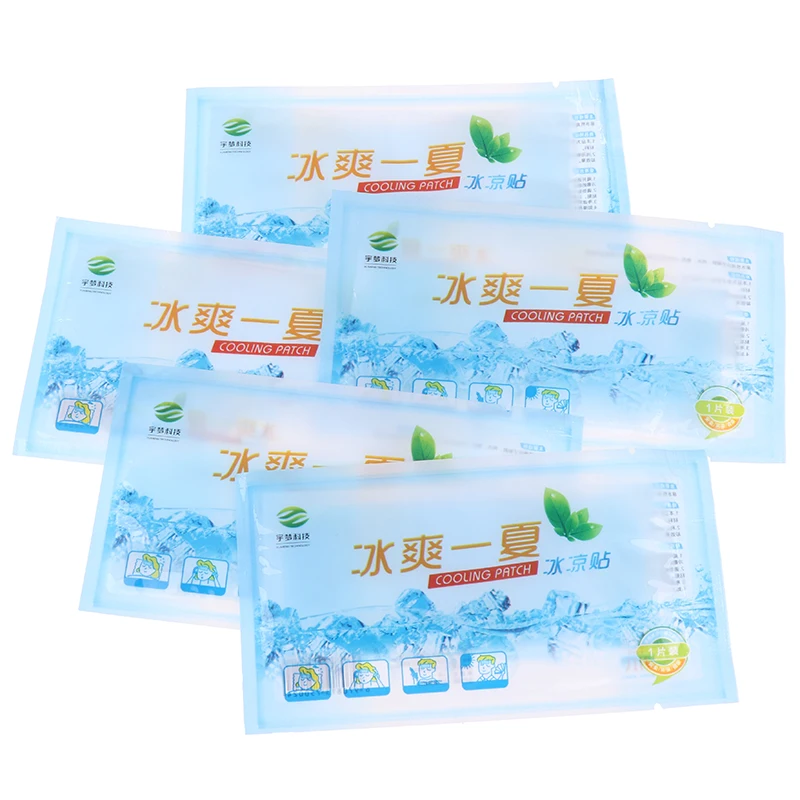 5pcs Lower Temperature Paste Ice Gel Polymer Hydrogel Cooling Sticker Antipyretic Headache Relieve Pain Pad Fever Down Patch