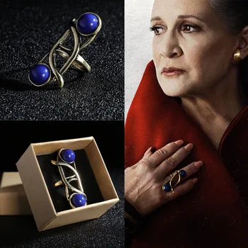 

2017 Star Wars The Last Jedi Leia Princess Ring Cosplay Blue Vintage With Sapphire Female Rings Chrismas New Year Gift For Woman