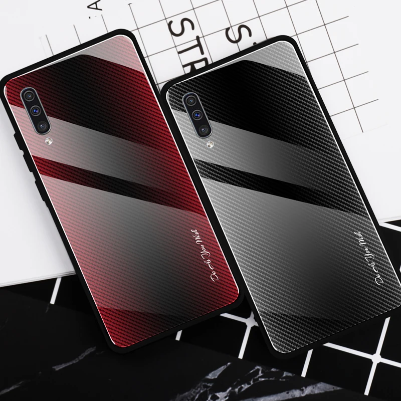 Градиентное стекло+ ТПУ задняя крышка для samsung Galaxy A10 A20 A30 A50 A70 A80 A90 S10 S10+ Plus Lite Note 9 10 Pro Чехол для телефона