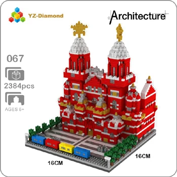 YZ архитектура Тадж-Махал замок пизанский Лувр Башня Халифа башня мост алмазное здание маленькие блоки игрушка без коробки - Цвет: Red Square