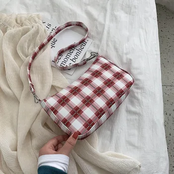 

2020 spring and summer canvas semicircle saddle bag lattice crossbody chest bag fashion shoulder bag casual mobile phone bag