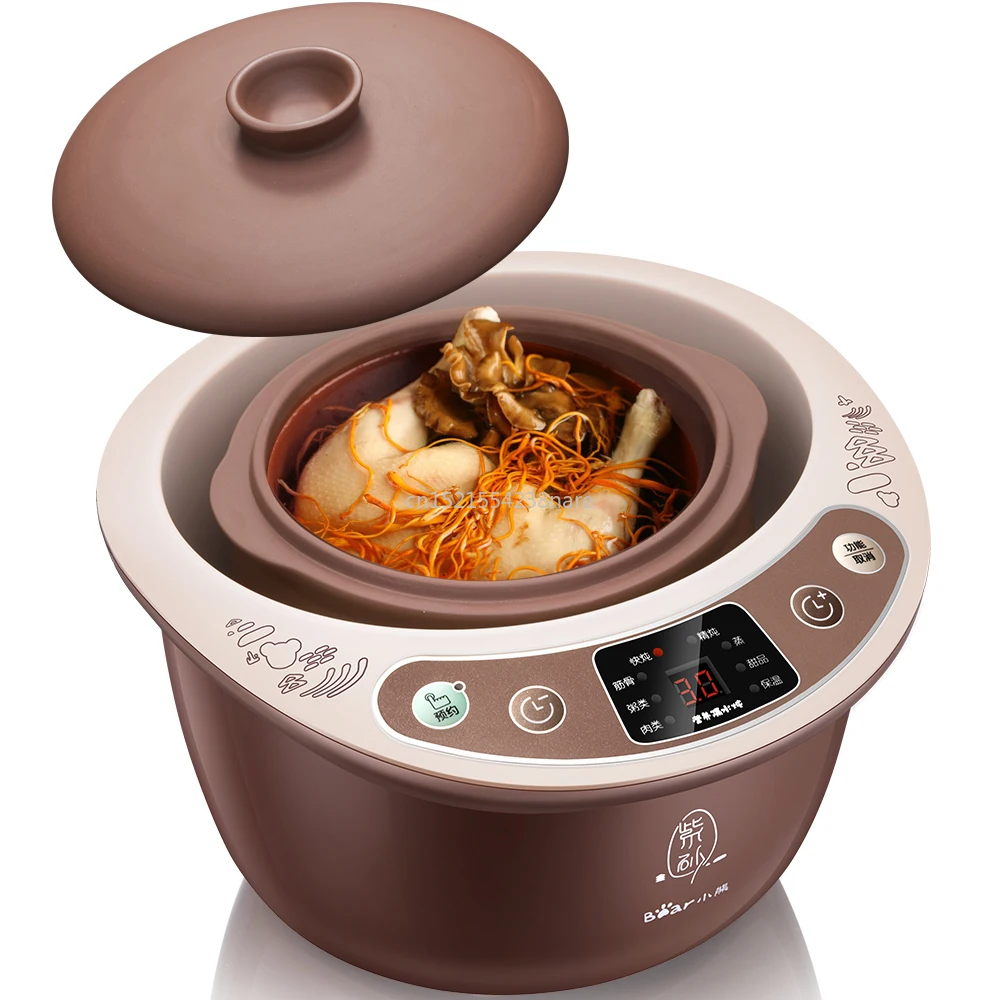 220V Electric Stew Pot 500W 1.8L Full Automatic Electric Slow Cooker Smart Reservation Porridge Pot Anti-dry Electric Cooker