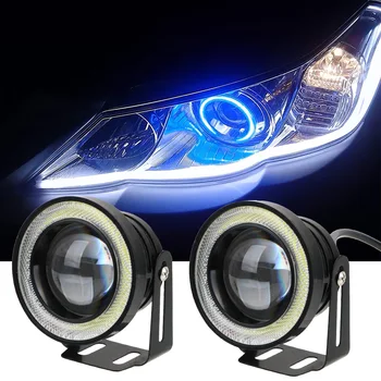 

LEEPEE 2Pcs/set Fog Lamp DRL 2.5" 3.0" 3.5" Daytime Running Lights Car COB LED Driving Lights Angel Eyes Car-styling