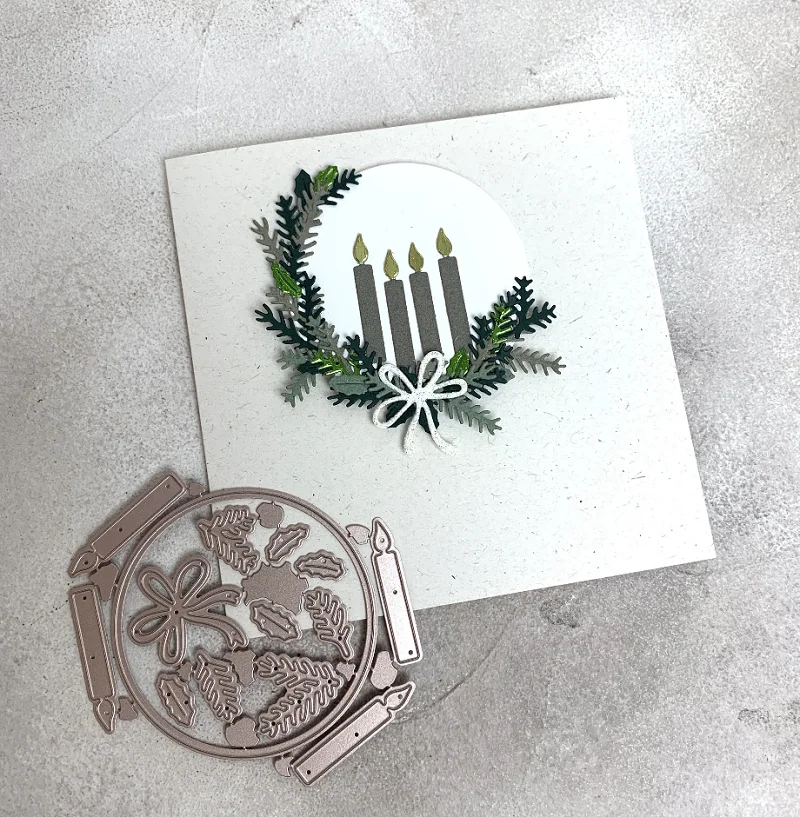 Mmao Crafts Metall- und Stahl-Stanzformen, Weihnachtskerzenring, Scrapbooking, Papier/Fotokarten, Prägestempel – Detail 1