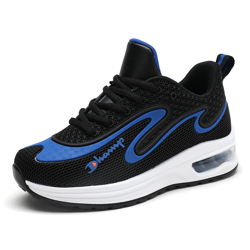 Black Blue Hot Boy Kids Sport Running Shoes Cushioning Children School Brand Sport Shoes Top Quality Youth Designer Sneakers Boys Shoe - Color: Black Blue