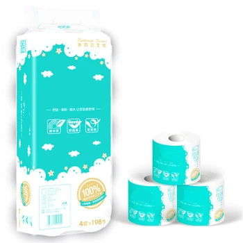 

10 Rolls 4-layer For Home Hotel Toliet White Toilet Paper Pattern Core Roll Paper Bathroom Tissue Towel Accessories