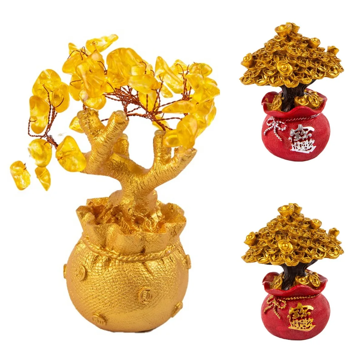Natural Crystal Bonsai Money Tree Lucky Tree Feng Shui Money Home Decor