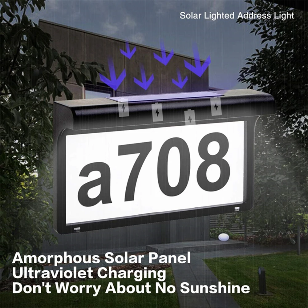 House Number Door Plate Solar Light LED Address Sign Wall Light Waterproof Outdoor Garden Home Hotel Door Decor Wall Lamp (3)