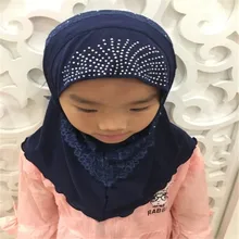 Мусульманских детей хиджаб унисекс шарф "Амира" для детей, кружевное платье с цветочным узором и повязка на голову