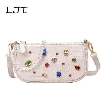 

Diamond Small Bag Female 2020 New Armpit Vintage Handbag Mini Leather Shoulder Bag Retro Women Bag Stone Pattern Female Purse