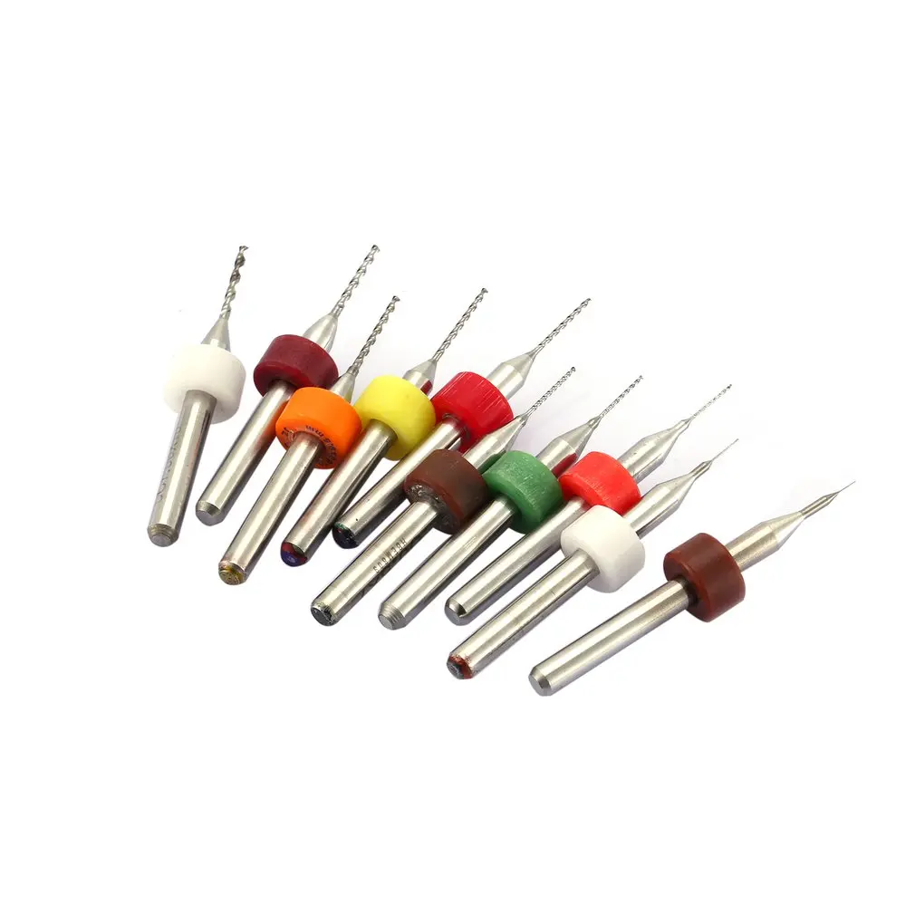 Engraving Drill 10pcs/set Hard Alloy Small Drill Bit 0.1mm-1.0mm Circuit Board PCB Drill Bit Imported Fixed-shank Drill