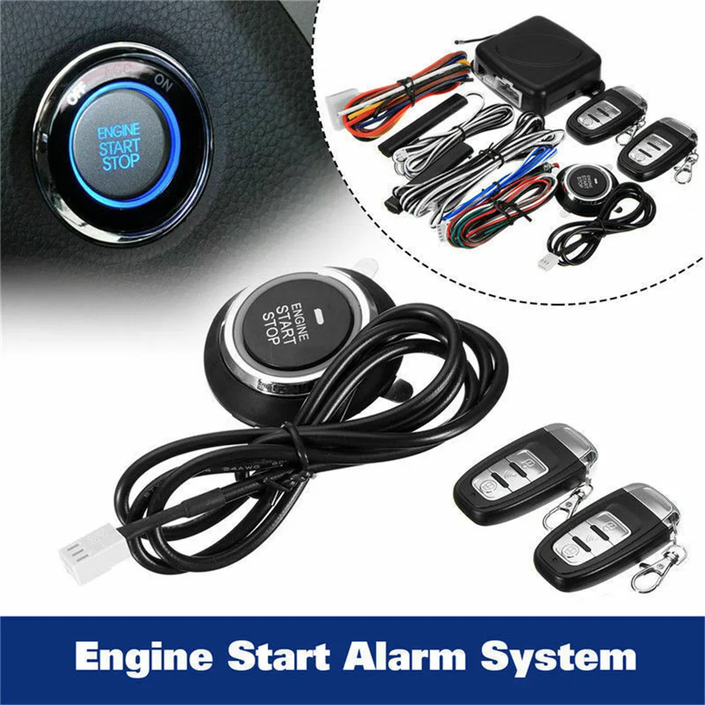 9Pcs Car Keyless Entry Engine Start Alarm System Push Button Remote Starter Stop