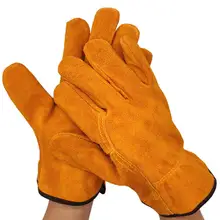 Теплоизоляционные верхние перчатки из натуральной кожи, флисовая подкладка, бесшовные перчатки сварщика, Нескользящие рабочие защитные сварочные варежки