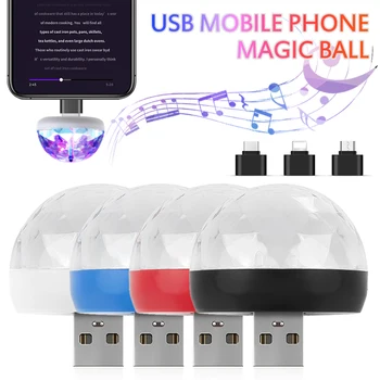 

USB Mini Disco Stage Lights Led Xmas Party DJ Karaoke Car Decor Lamp Cellphone Music Control Crystal Magic Ball Effect Lamp
