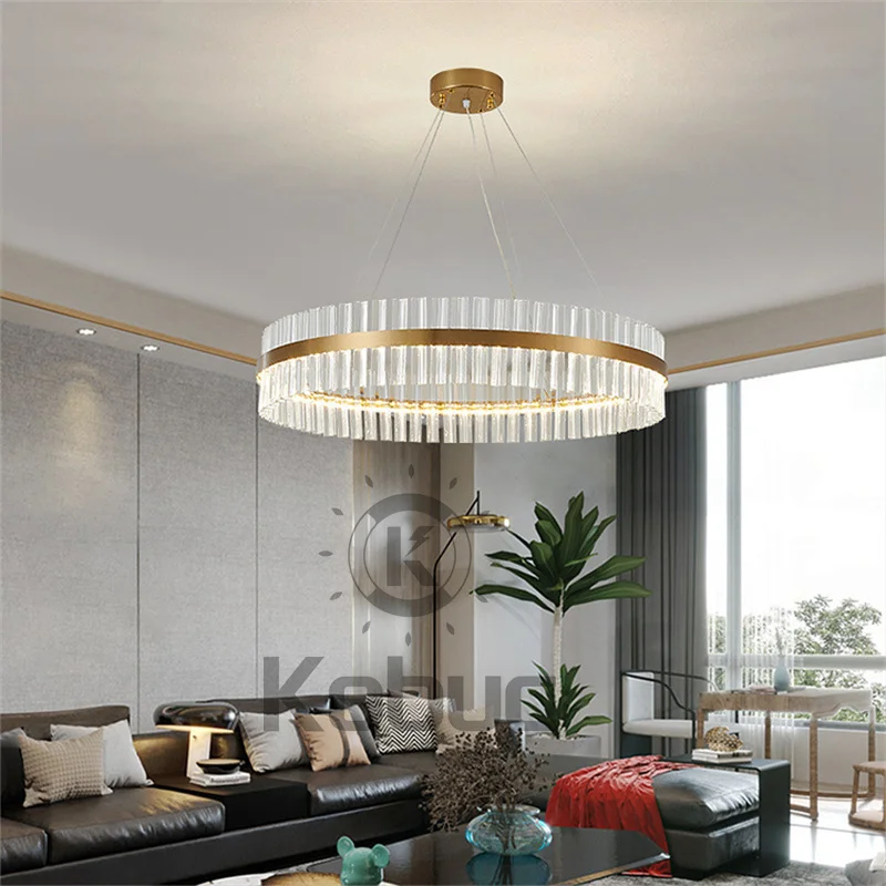 

Kobuc Modern LED Bedroom Living Room Chandelier Crystal Round Oval Pendant Light for Dining Room Ceiling Chandelier Decoration