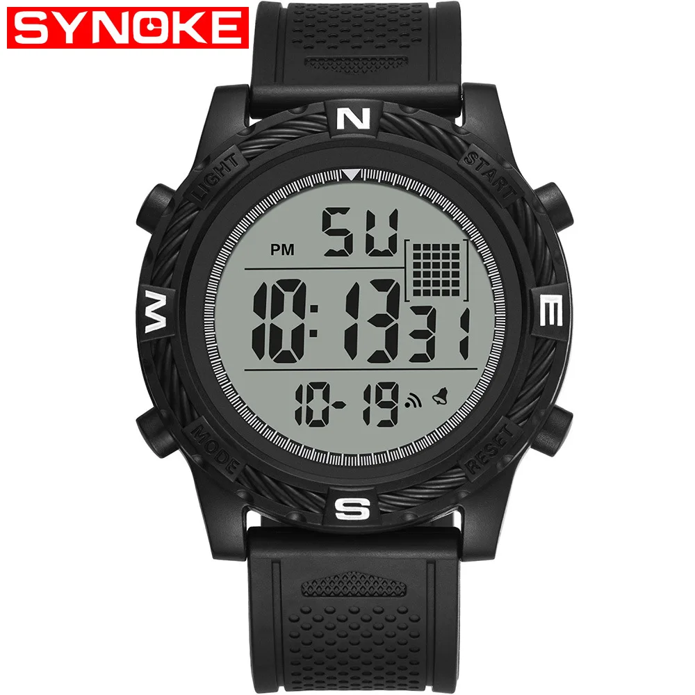 

SYNOKE Adult Sports Watch Big Screen Night Light Alarm Clock Students Electronic Watch Fashion Multi-functional Shock-resistant