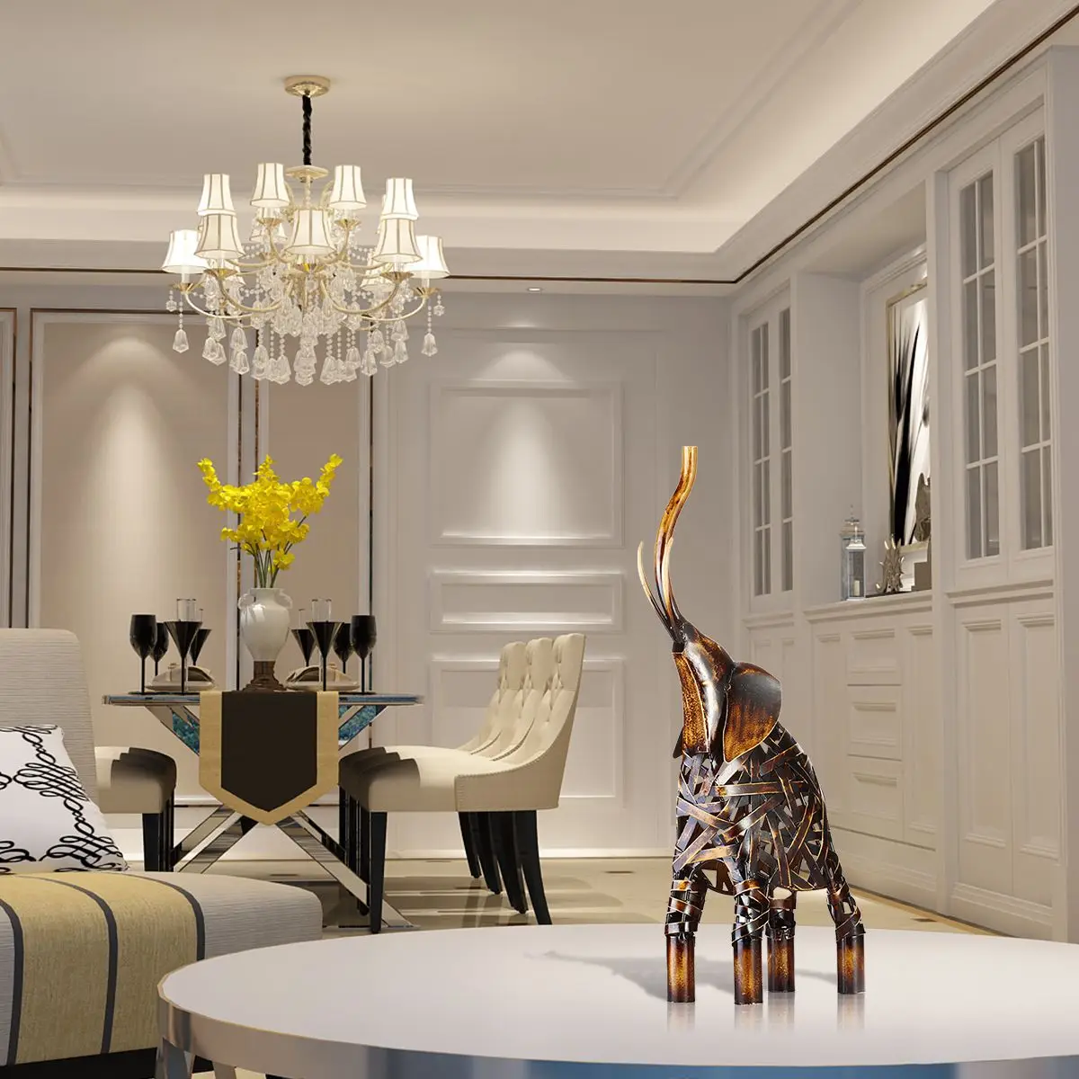 

Metal Weaving Elephant Iron Sculpture Home Decoration Crafts Animal Sculpture Artwork For Home Office