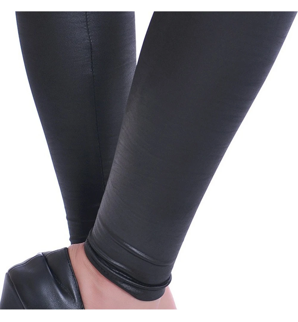 leggings Qickitout Womens PU Leather Pants High Elastic Waist Leggings Not Crack Slim Leather Leggings Fleece Trousers 11 styles adidas leggings