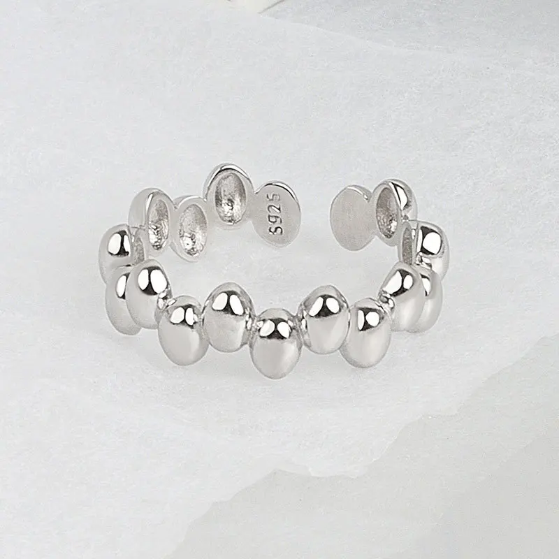 Silver Ring Irregular Geometric Dots For Women Fashion Unique Design Handmade Jewelry Gift
