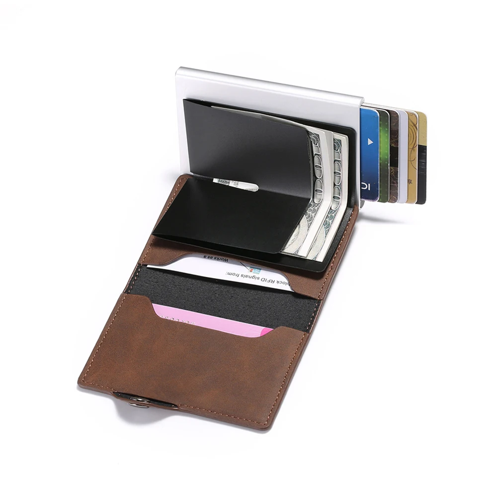 Новый RFID блокирующий мужской кошелек с автоматической застежкой держатель для