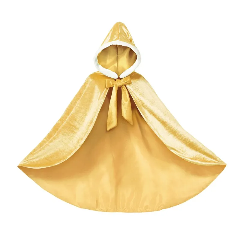 Yellow Cloak Синий плащ Эльзы для девочек; сезон осень-зима; бархатный манто с капюшоном; Цвет Белль, желтый, София, Рапунцель; Фиолетовый, Спящая красавица, розовый; комплект принцессы - Цвет: Yellow Cloak