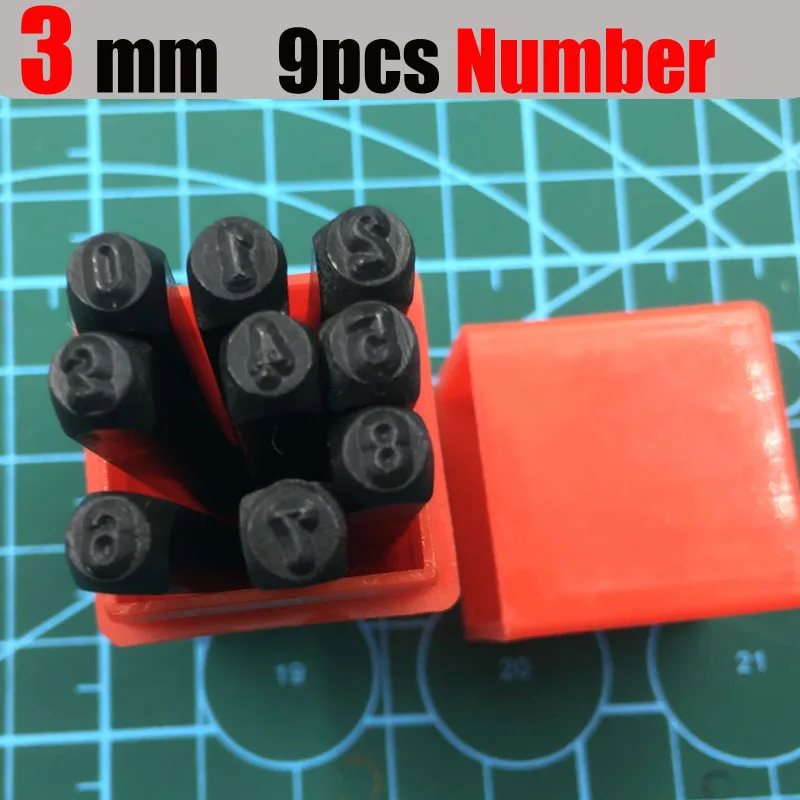 3mm Number Клеймо-Пробивной инструмент стальная формочка буквенно-цифровой штамповочный штамп инструмент Сделай Сам кожевенное ремесло штамп для штамповки инструмент - Цвет: 3mm Number