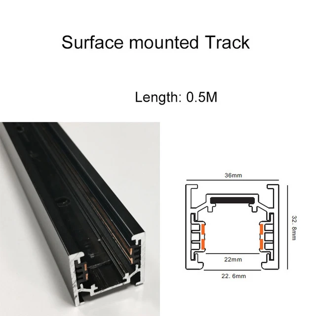 0.5M surface mount 0.5M 1M Ceiling Recessed Magnetic Lamp Track Lighting Connectors Rail Strip Holder Aluminum Suspended LED Magnet Mount Lights - Испускаемый цвет: 0.5M surface mount