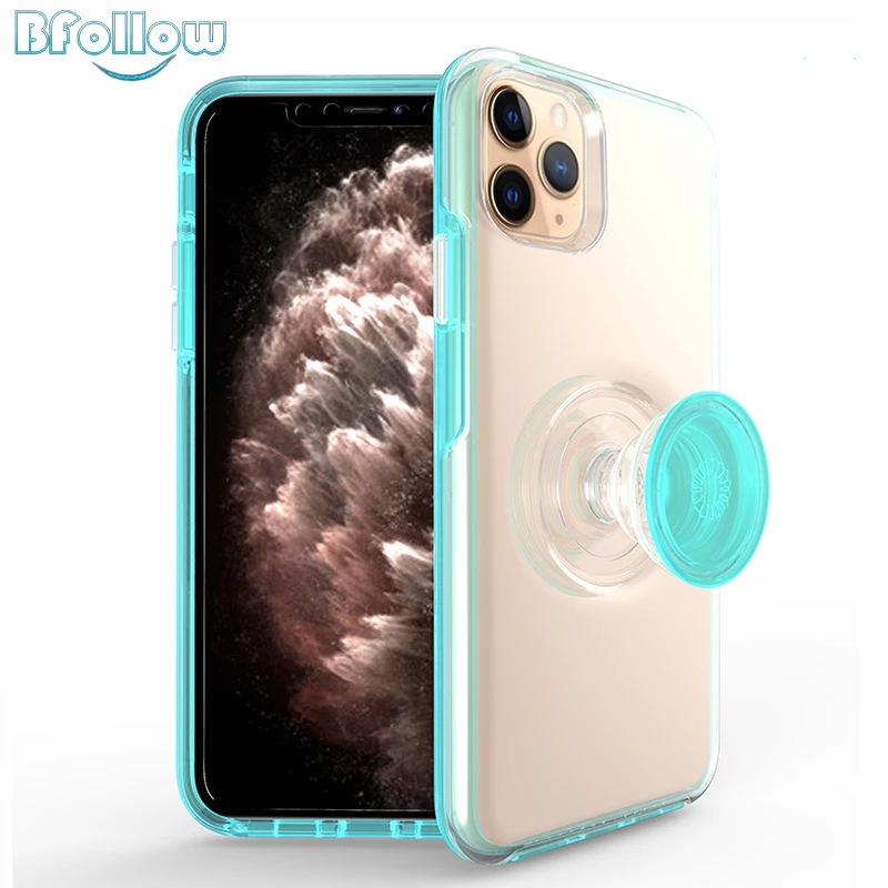 

BFOLLOW Transparent Shockproof Case for iPhone 6 6s 7 8 Plus X XR XS Max 11 Pro MAX Hard PC With Airbag Stand Back Cover Clear