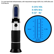 Réfractomètre à alcool 3 en 1 Portable avec ATC, testeur optique Brix 0-40% 0-25% VOL à double échelle pour la fabrication du vin de raisin, outil de brassage à domicile