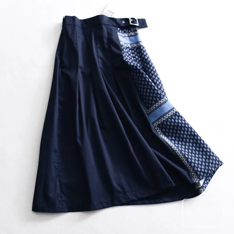 

A Generation of 2019 Spring New Style Western Style Joint kuan zhe Ethnic-Style Midi-skirt Skirt Women's Entity