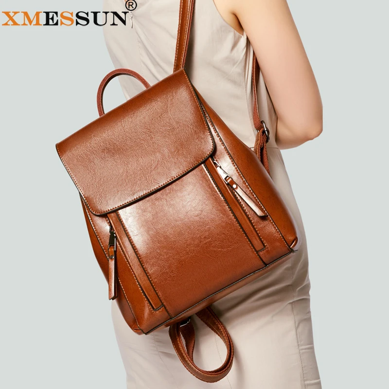 Женский вместительный рюкзак XMESSUN из натуральной воловьей кожи повседневная