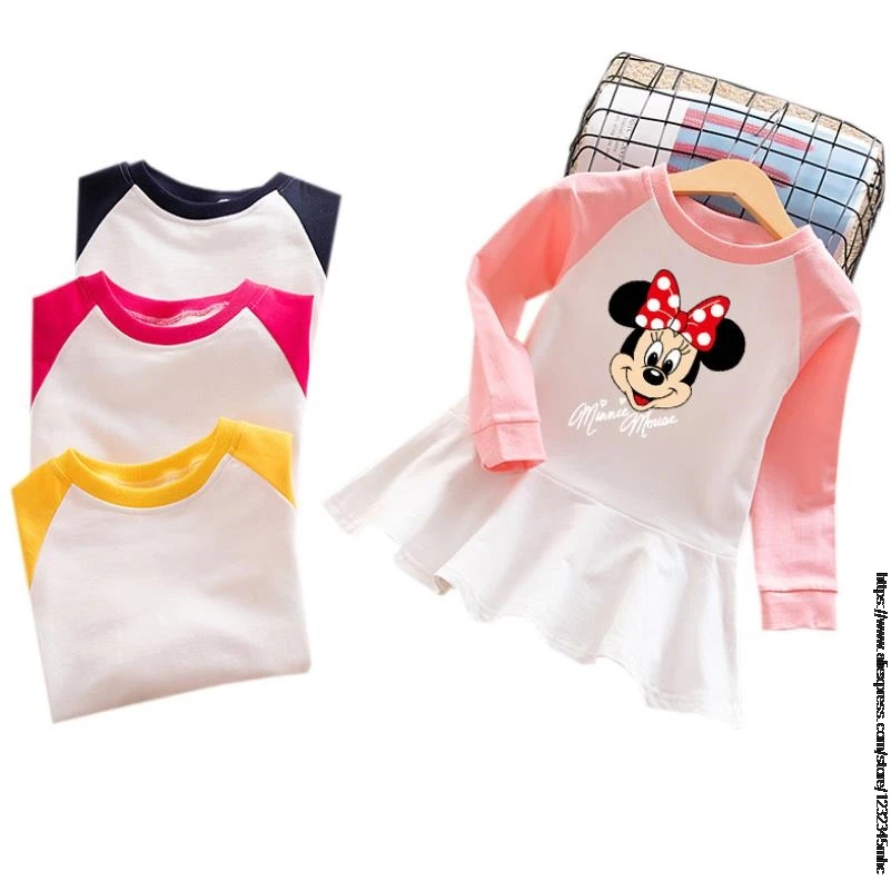 

Baby Girl Dresses Cartoon Kids Dresses Baby Girls Clothes Disney Minnie Vestidos Girls Dresses Long Sleeve For 2-8 Year Disney