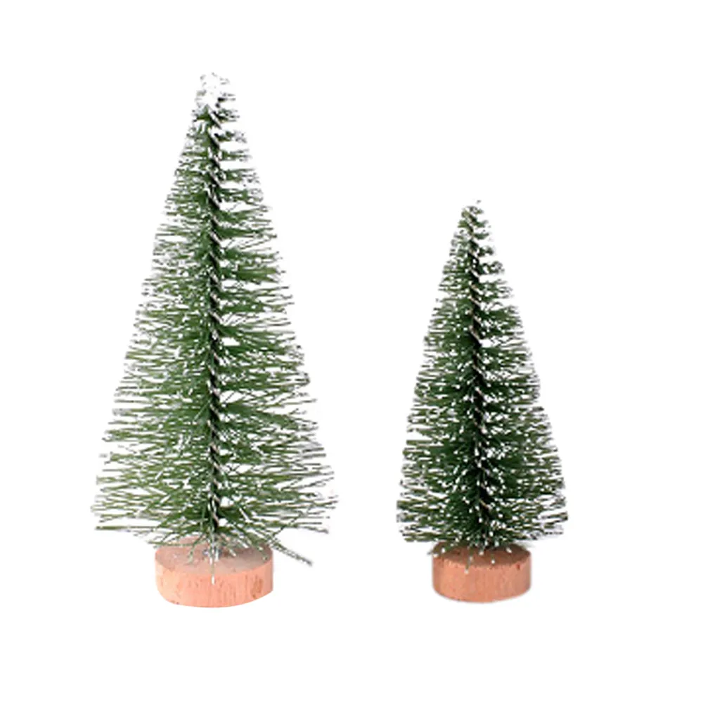 Christmas Tree Mini Pine Tree With Wood Base DIY Crafts Home Table Top Decor Gift Merry Christmas Holiday Decoration Room 827