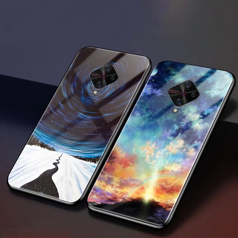 ДЛЯ vivo V17 чехол PC стеклянный чехол для телефона черный ТПУ бампер чехол для vivo V17 RU ЧЕХОЛ ДЛЯ vivo Y9S V 17 V1945A V1945 6,3"