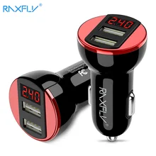 Автомобильное зарядное устройство RAXFLY 2.4A с двойным USB зарядным устройством, светодиодный дисплей для iPhone 11 Pro 7 XR 6S для Xiaomi Samsung Phone, быстрая за...(China)