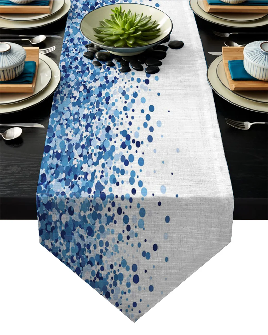 Dot Circle Blue Table Runner Flag Home Party Decorative Tablecloth Runners | Дом и сад