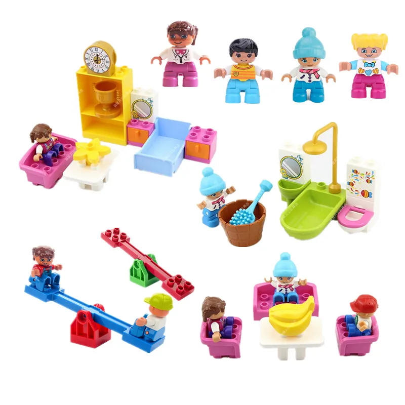 Drôle bricolage blocs de construction chambre salle de bains salon série filles jeu de rôle préféré jouets pièces compatibles