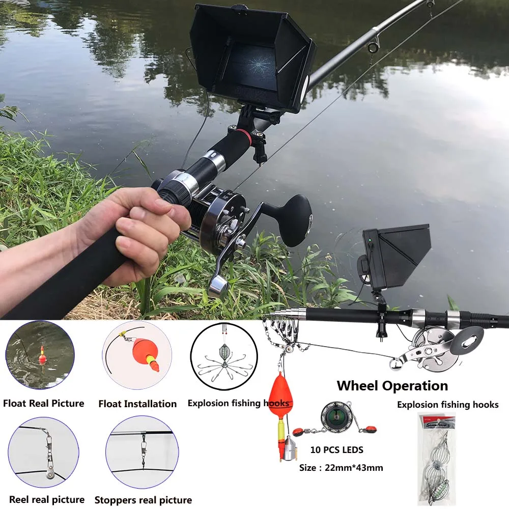 4.3 Inch Underwater Fishing Video Camera Kit IR LED With Explosion Fishing Hooks 