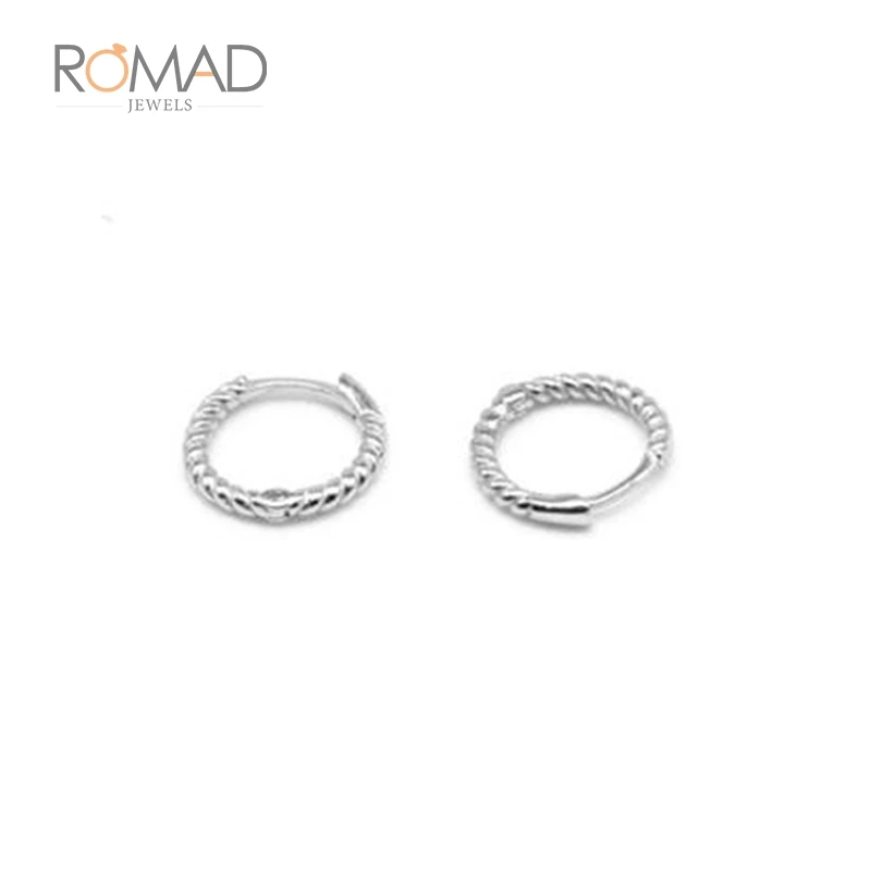 Fashion Elegant 925 Sterling Silver Gold Silver Metal Weave Round Silver Hoop Earrings for Women Girl Party Gift Earrings - Окраска металла: Sliver