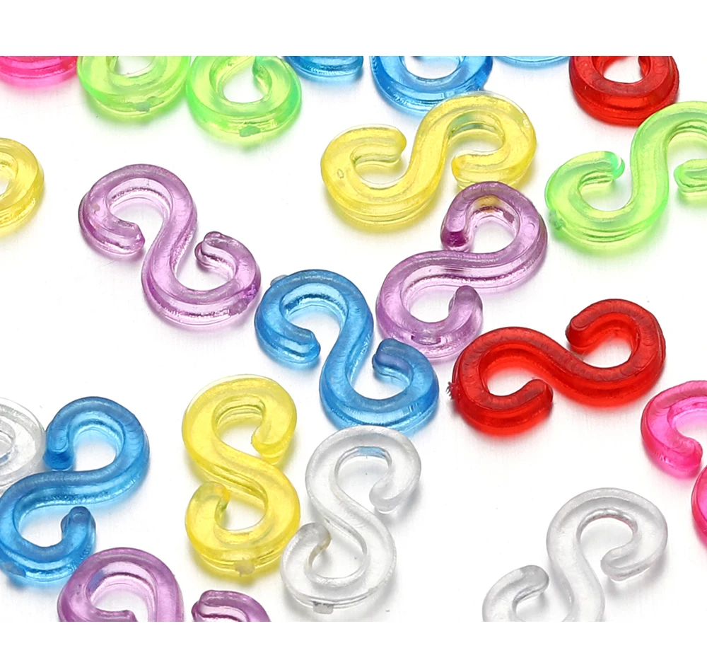 500 Stück 11 x 6 mm bunte Gummi-S-Clips, Verbindungsverschluss, Haken für Schmuckherstellung, DIY-Ergebnisse – Detail 7