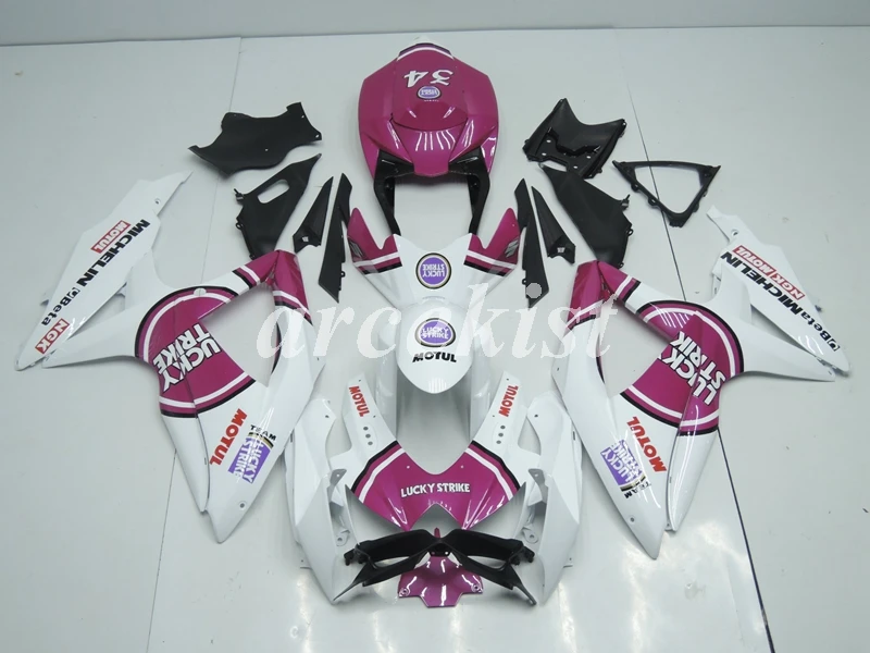 

4Gifts New ABS Fairings Kit Fit For SUZUKI GSXR600 GSXR750 08 09 10 R600 R750 K8 GSXR 600 750 2008 2009 2010 Hot sell Pink white