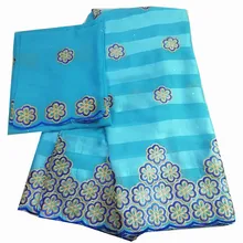 Нигерийская кружевная ткань шелковая органза высокого качества натуральный шелк с вышитой лентой шелковая ткань для платья 7 ярдов