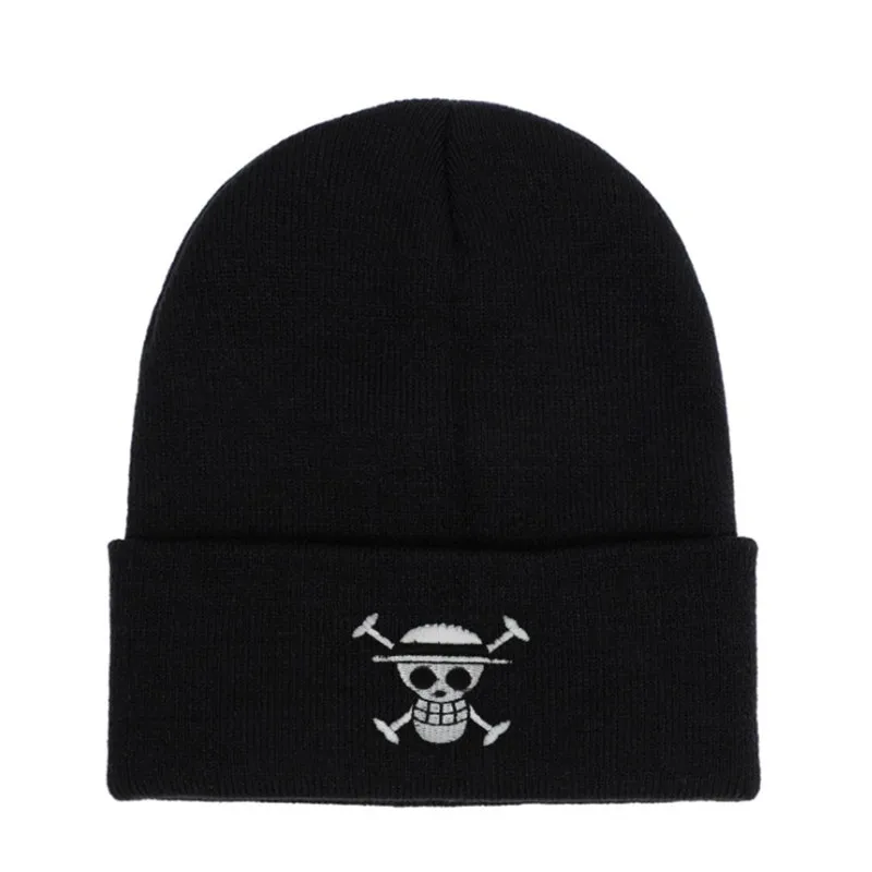 white skully hat Embroidery Luffy Skullies Hat Fall Hat Men Women Fashion Casual Bonnet Beanies Gorro skully winter hats