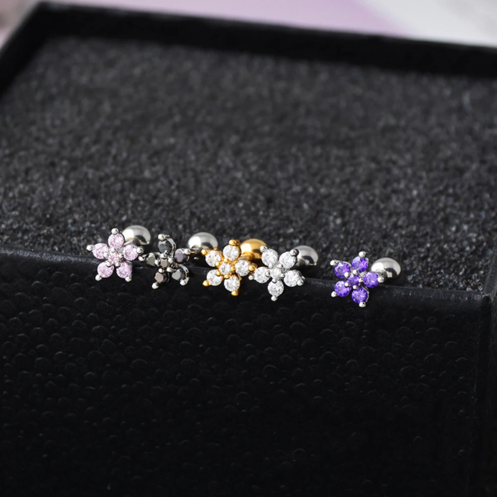 1 Pcs Small Round Cz Tragus Cartilage Titanium Steel Star 5 Prong Ear Stud Earrings Tragus Helix Piercing Jewelry Ear Piercing piercing jewelry body piercing earrings ear piercing jewelry ear studs metal jewelry body piercing jewelry body jewelry