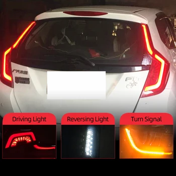 

CSCSNL 2Pcs Car Tail light for Honda JAZZ Fit 2014 2015 2016 2017 2018 LED Taillight with DRL+Reverse+Brake rear