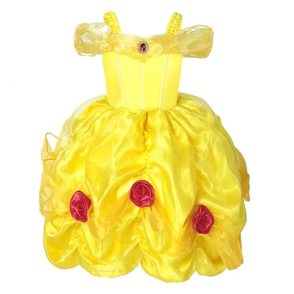 Dress As photo Рождественское платье принцессы; желтое платье Белль для девочек; маскарадные костюмы Белль; вечерние платья для маленьких девочек; милый подарок - Цвет: Dress As photo