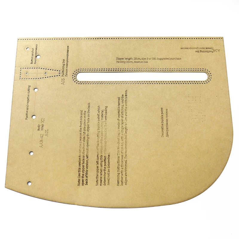 1 Set Of Leather Craft Fashion Chest Bag Crossbody Bag Sewing Pattern Hard Acrylic and Kraft Paper Stencil Template 28cm*36cm